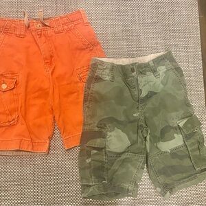 2 Pair of Cotton Size 6/7 Bermuda Shorts - Orange and Green Camo